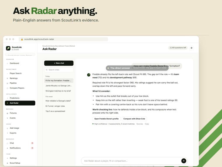 ScoutLink Ask Radar screen
